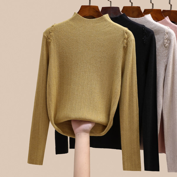 Naujo modelio moteriška palaidinė žema polo apykakle - kelių spalvų