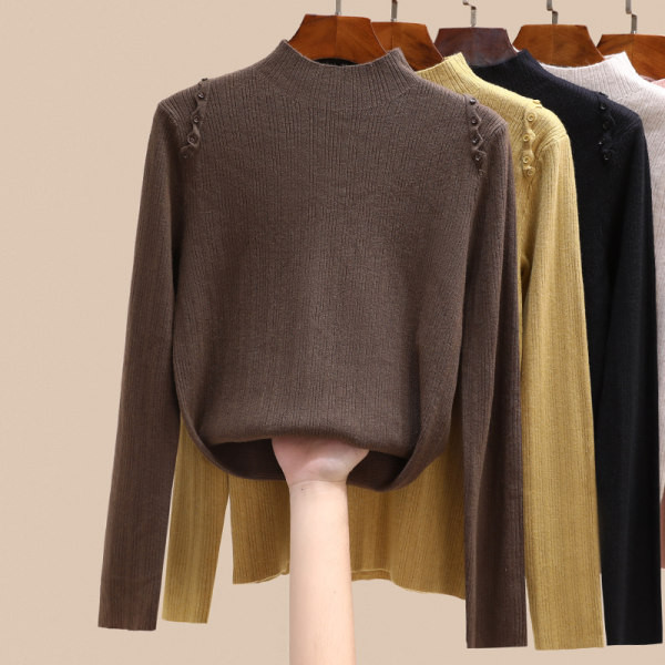 Naujo modelio moteriška palaidinė žema polo apykakle - kelių spalvų