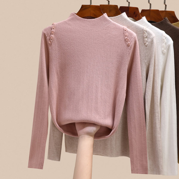 Naujo modelio moteriška palaidinė žema polo apykakle - kelių spalvų