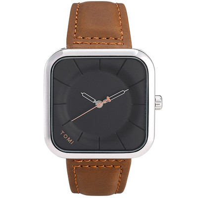 Geriausios prekės ženklo TOMI kvadratinis laikrodis, kasdienis mados vyriškas moteriškas kvarcinis rankinis laikrodis, odinis dirželis, paprastas ciferblatas relogio masculino su dėžute