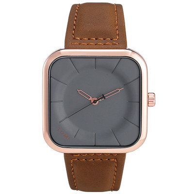 Geriausios prekės ženklo TOMI kvadratinis laikrodis, kasdienis mados vyriškas moteriškas kvarcinis rankinis laikrodis, odinis dirželis, paprastas ciferblatas relogio masculino su dėžute