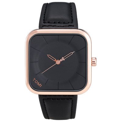 Geriausios prekės ženklo TOMI kvadratinis laikrodis, kasdienis mados vyriškas moteriškas kvarcinis rankinis laikrodis, odinis dirželis, paprastas ciferblatas relogio masculino su dėžute