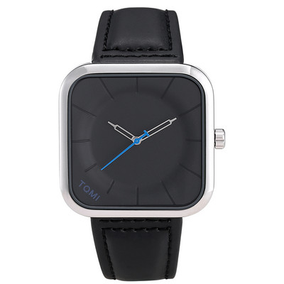Geriausios prekės ženklo TOMI kvadratinis laikrodis, kasdienis mados vyriškas moteriškas kvarcinis rankinis laikrodis, odinis dirželis, paprastas ciferblatas relogio masculino su dėžute
