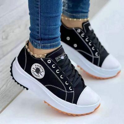 Klasikiniai balti drobiniai batai, moteriški sportbačiai, suvarstomi laisvalaikio platforminiai batai moterims Zapatos De Mujer Chaussure Femme