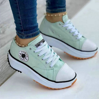 Klasikiniai balti drobiniai batai, moteriški sportbačiai, suvarstomi laisvalaikio platforminiai batai moterims Zapatos De Mujer Chaussure Femme