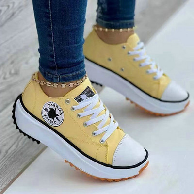 Klasikiniai balti drobiniai batai, moteriški sportbačiai, suvarstomi laisvalaikio platforminiai batai moterims Zapatos De Mujer Chaussure Femme