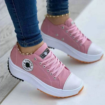 Klasikiniai balti drobiniai batai, moteriški sportbačiai, suvarstomi laisvalaikio platforminiai batai moterims Zapatos De Mujer Chaussure Femme