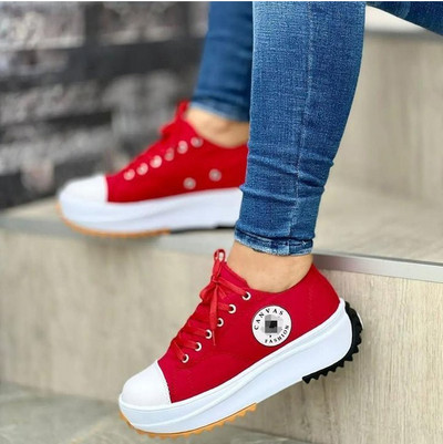 Klasikiniai balti drobiniai batai, moteriški sportbačiai, suvarstomi laisvalaikio platforminiai batai moterims Zapatos De Mujer Chaussure Femme