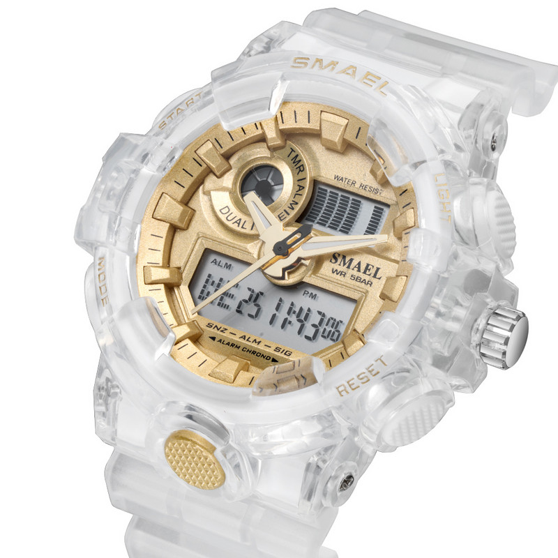 SMAEL Sport Watch Meeste veekindel parima kaubamärgiga digitaalkellad Kvaliteetsed plastikust kellarihmad, kahe ekraaniga käekell Relogio Masculino
