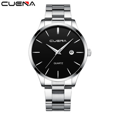 891 pristatymas Madingas vyriškas laikrodis kvarcinis klasikinis juodas rankinis laikrodis plieninis diržas Prabangus kalendorius verslo laikrodis Herren Uhren dovana