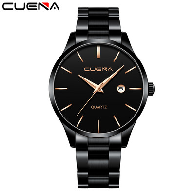 891 pristatymas Madingas vyriškas laikrodis kvarcinis klasikinis juodas rankinis laikrodis plieninis diržas Prabangus kalendorius verslo laikrodis Herren Uhren dovana