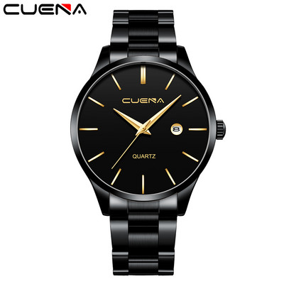 891 pristatymas Madingas vyriškas laikrodis kvarcinis klasikinis juodas rankinis laikrodis plieninis diržas Prabangus kalendorius verslo laikrodis Herren Uhren dovana