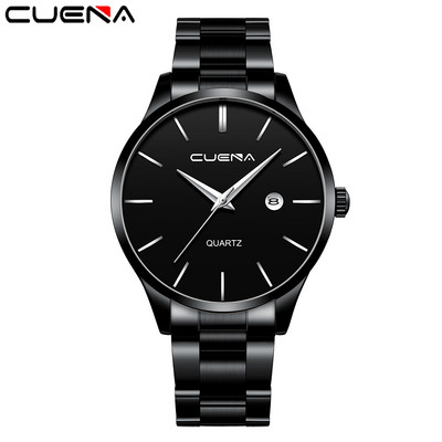 891 pristatymas Madingas vyriškas laikrodis kvarcinis klasikinis juodas rankinis laikrodis plieninis diržas Prabangus kalendorius verslo laikrodis Herren Uhren dovana