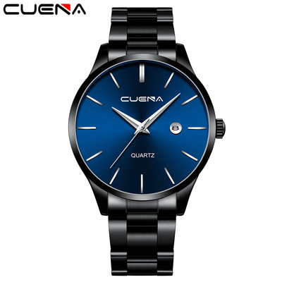 891 pristatymas Madingas vyriškas laikrodis kvarcinis klasikinis juodas rankinis laikrodis plieninis diržas Prabangus kalendorius verslo laikrodis Herren Uhren dovana