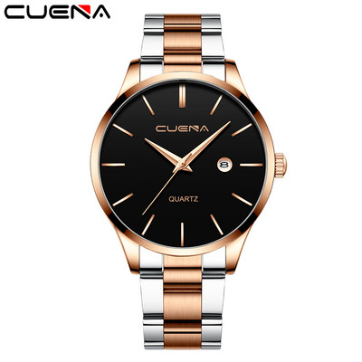 891 pristatymas Madingas vyriškas laikrodis kvarcinis klasikinis juodas rankinis laikrodis plieninis diržas Prabangus kalendorius verslo laikrodis Herren Uhren dovana