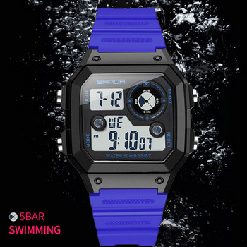 SANDA Мъжки спортен часовник 50M Водоустойчив Военен часовник за риболов на открито Дисплей Човешки часовници Цифрови Reloj Hombre Луксозна мода