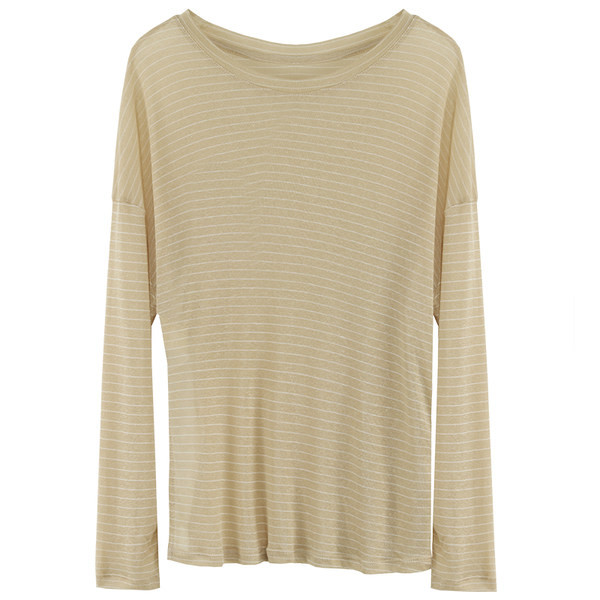 Широка раирана блуза с дълъг ръкав