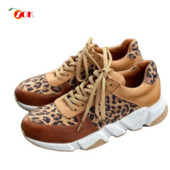 Ženske cipele Tenisice s šavovima na vezanje S debelim đonom, okruglim prstima, niske leopard cipele
