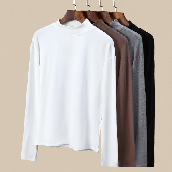 Švaraus modelio moteriška palaidinė ilgomis rankovėmis ir aukšta apykakle