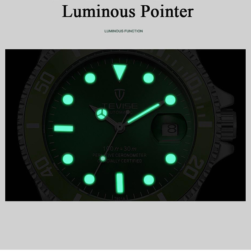 Új híres márka TEVISE automata mechanikus férfi órák Üzleti férfi Stailness acél karóra Luxus karóra férfi Reloj Hombre