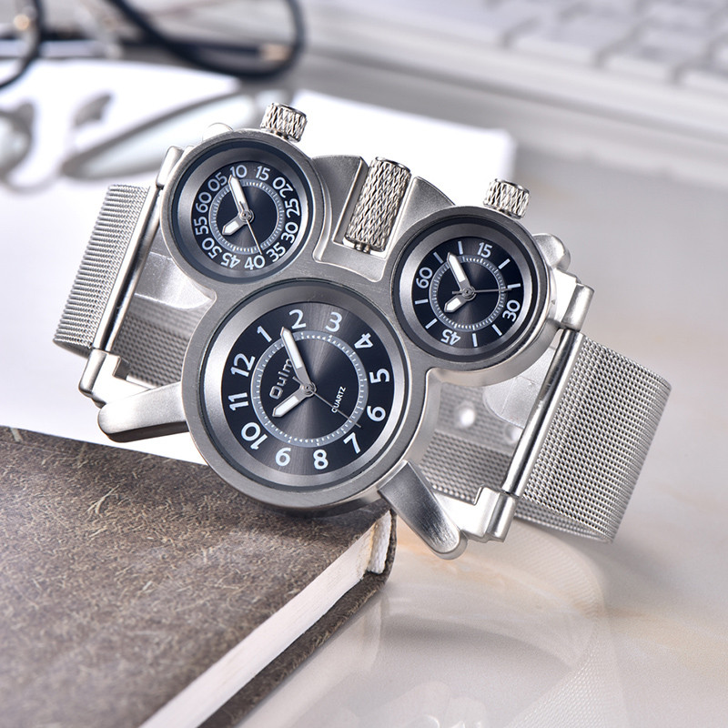 Oulm HT1167 férfi karórák Top márka luxus férfi katonai kültéri karóra 3 időzónás sport barna férfi teljes acél óra