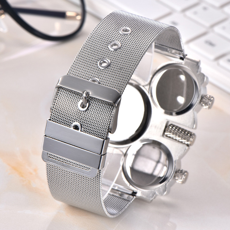 Oulm HT1167 férfi karórák Top márka luxus férfi katonai kültéri karóra 3 időzónás sport barna férfi teljes acél óra