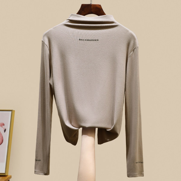 Ženska ležerna bluza s dugim rukavima i visokim ovratnikom