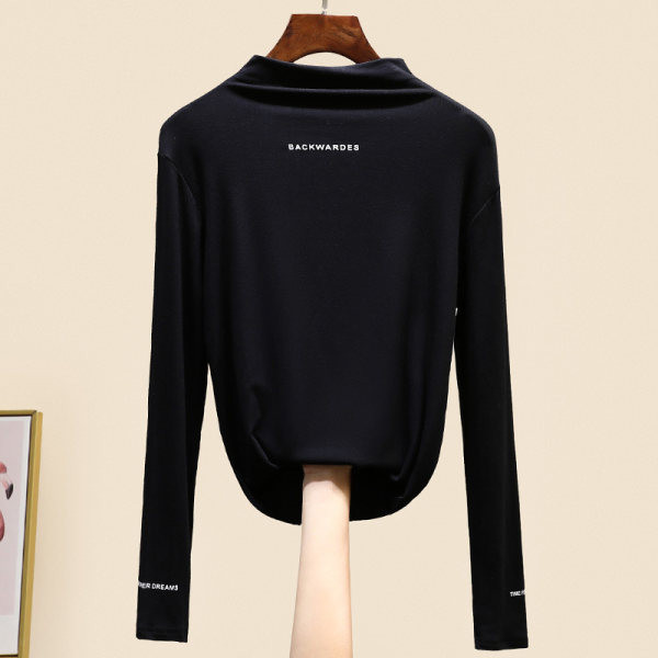 Ženska ležerna bluza s dugim rukavima i visokim ovratnikom