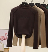 Új mintás, magas gallérral hímzett nyomtatott női blúz