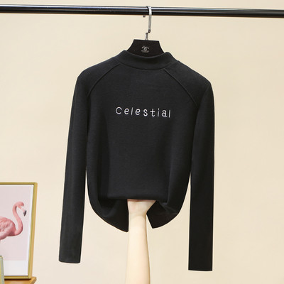 Új mintás, magas gallérral hímzett nyomtatott női blúz