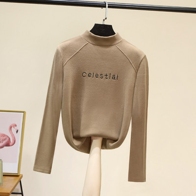 Új mintás, magas gallérral hímzett nyomtatott női blúz