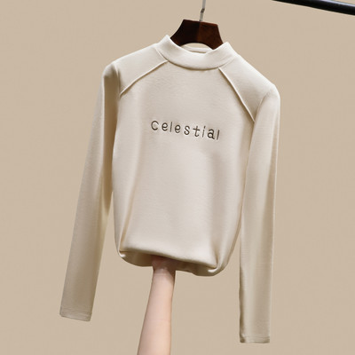 Új mintás, magas gallérral hímzett nyomtatott női blúz