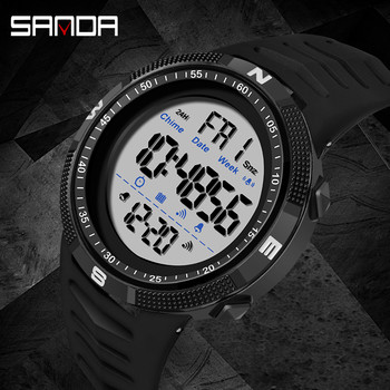 Στρατιωτικό αθλητικό ρολόι Ανδρικό ρολόι μόδας επωνυμίας SANDA Ψηφιακό ρολόι χειρός Αντικραδασμικό ρολόγια αντίστροφης μέτρησης Αδιάβροχο ωράριο βραχιόλι