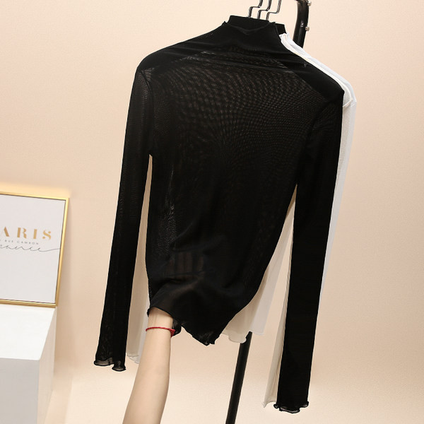 Bluză casual cu guler polo și mâneci lungi