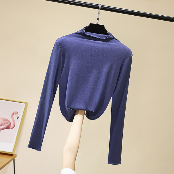 Női egyszínű blúz magas pólógallérral