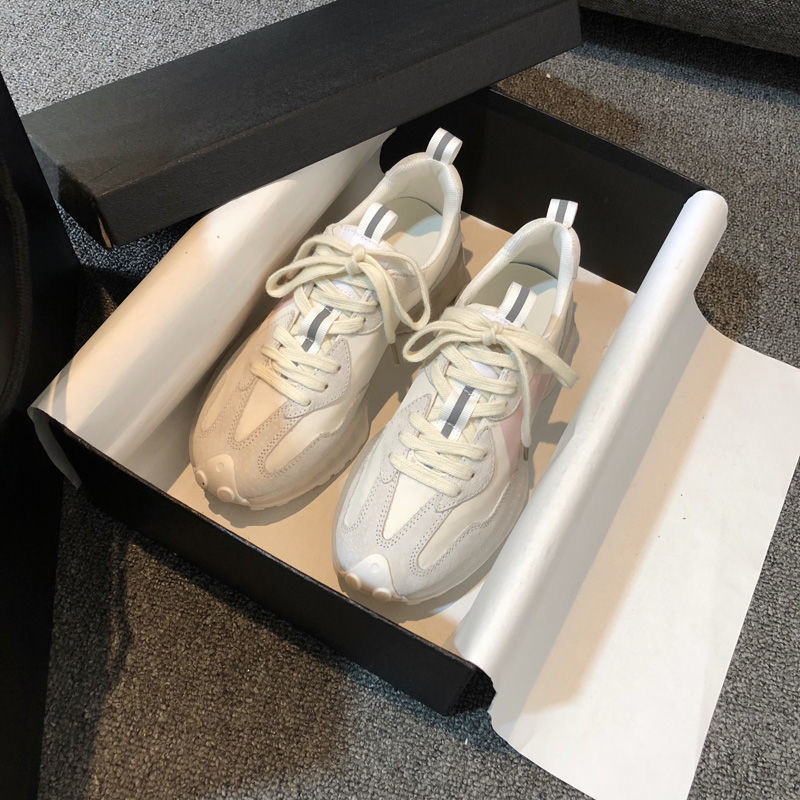 Fehér Női Cipők Új vaskos tornacipők Női Fűzős Fehér Vulcanize Cipők Alkalmi divat Apa cipők Platform tornacipők Kosár