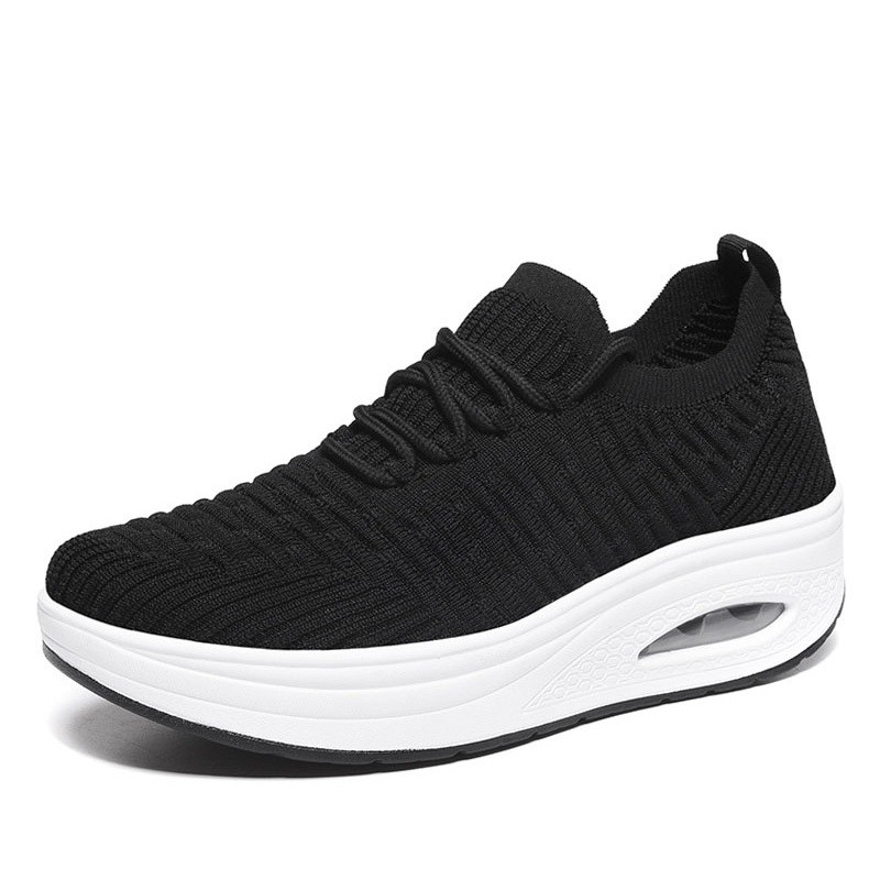 Divat lélegző léghálós női cipők ékek sarkú cipők női kötés zokni cipők női platform alkalmi cipők