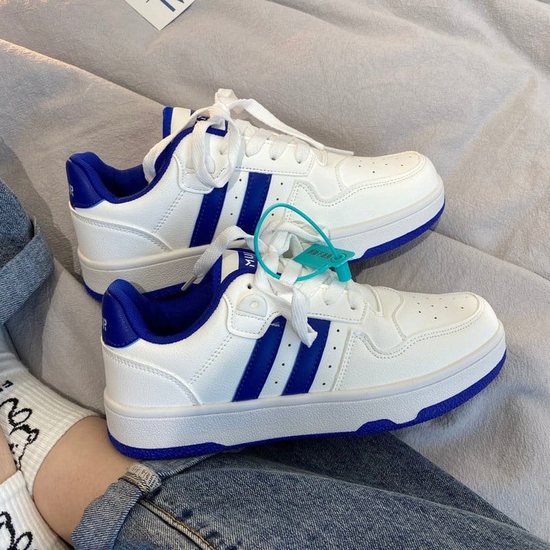 HOUZHOU naiste tossud kevad uus sinine korea versioon, platvorm, valged spordijalatsid, vabaajajalatsid õpilastele tennis vulkaniseerida