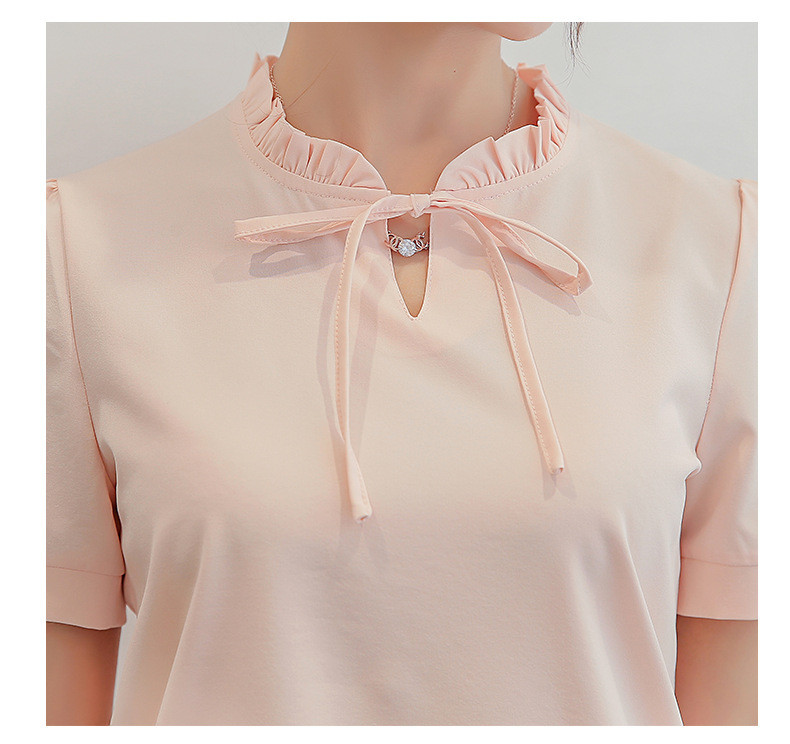 3XL kék fehér rózsaszín blúz új nyári női felsők nagy méretű ingek Alkalmi felső divat vékony rövid ujjú sifon ing Blusas