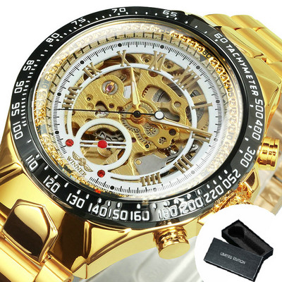 Võitja kuldne skelett-kell meestele, 2020. aasta automaatsed meeste käekellad, luksuslik sportlik, roostevabast terasest kell Relogio