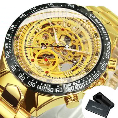 Võitja kuldne skelett-kell meestele, 2020. aasta automaatsed meeste käekellad, luksuslik sportlik, roostevabast terasest kell Relogio