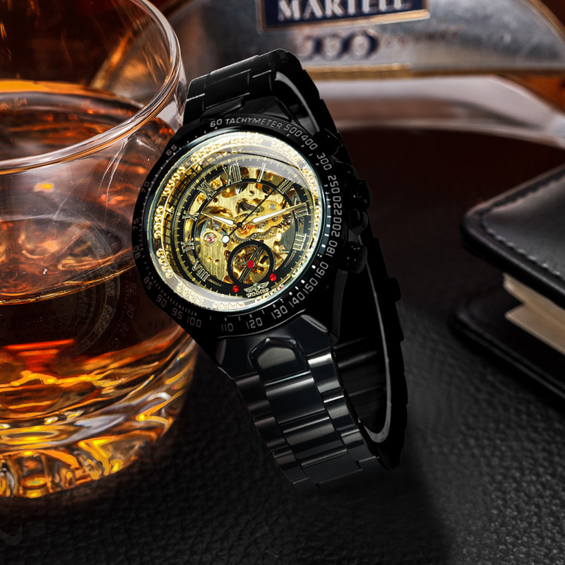 Võitja kuldne skelett-kell meestele, 2020. aasta automaatsed meeste käekellad, luksuslik sportlik, roostevabast terasest kell Relogio