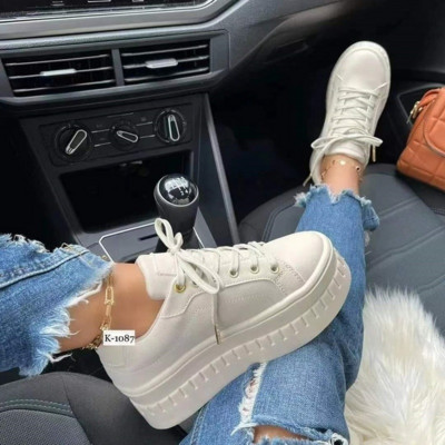 Pantofi din piele pentru femei, cu platformă, de modă, de culoare solidă, pantofi cu toc gros, ocazional, pantofi sport plat, pantofi de designer, pantofi pentru femei