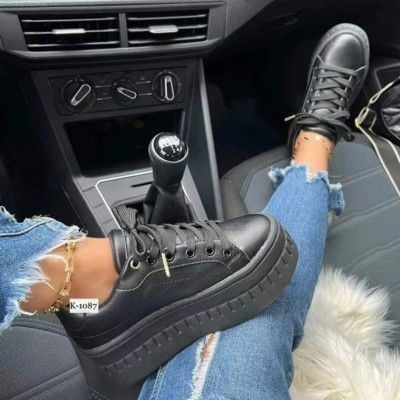 Pantofi din piele pentru femei, cu platformă, de modă, de culoare solidă, pantofi cu toc gros, ocazional, pantofi sport plat, pantofi de designer, pantofi pentru femei