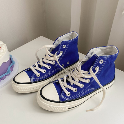 Pantofi de pânză de damă Pantofi de pânză plat cu vârf înalt Pantofi studenți de culoare solidă Fete Skateboard Pantofi vulcanizați Tenis Femei Nou