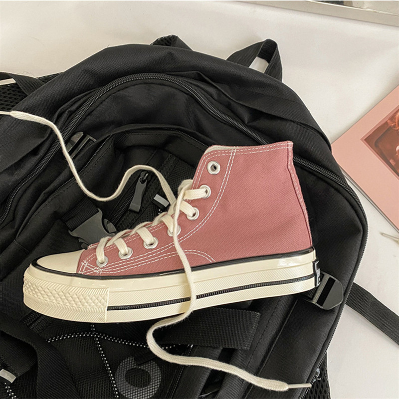 Pantofi de pânză de damă Pantofi de pânză plat cu vârf înalt Pantofi studenți de culoare solidă Fete Skateboard Pantofi vulcanizați Tenis Femei Nou