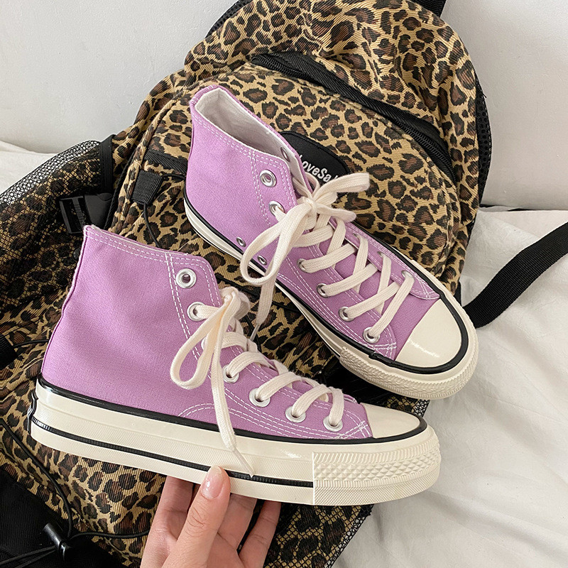 Pantofi de pânză de damă Pantofi de pânză plat cu vârf înalt Pantofi studenți de culoare solidă Fete Skateboard Pantofi vulcanizați Tenis Femei Nou