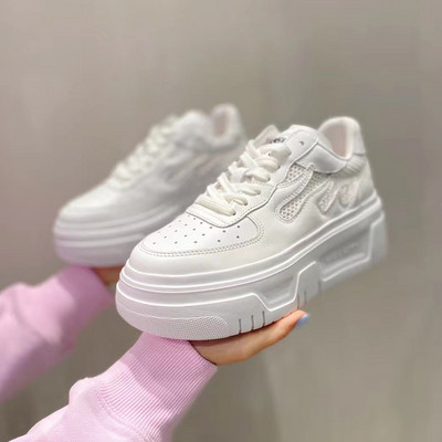 2022 m. vasaros balti rožiniai platforminiai sportbačiai, moteriški, žali, laisvalaikio vulkanizuoti batai, madingi, patogūs tinkleliai, stori padai, batai tėčiui.