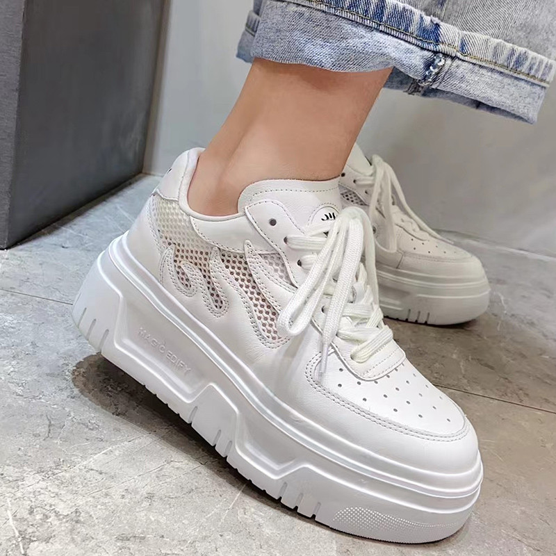 2022 m. vasaros balti rožiniai platforminiai sportbačiai, moteriški, žali, laisvalaikio vulkanizuoti batai, madingi, patogūs tinkleliai, stori padai, batai tėčiui.