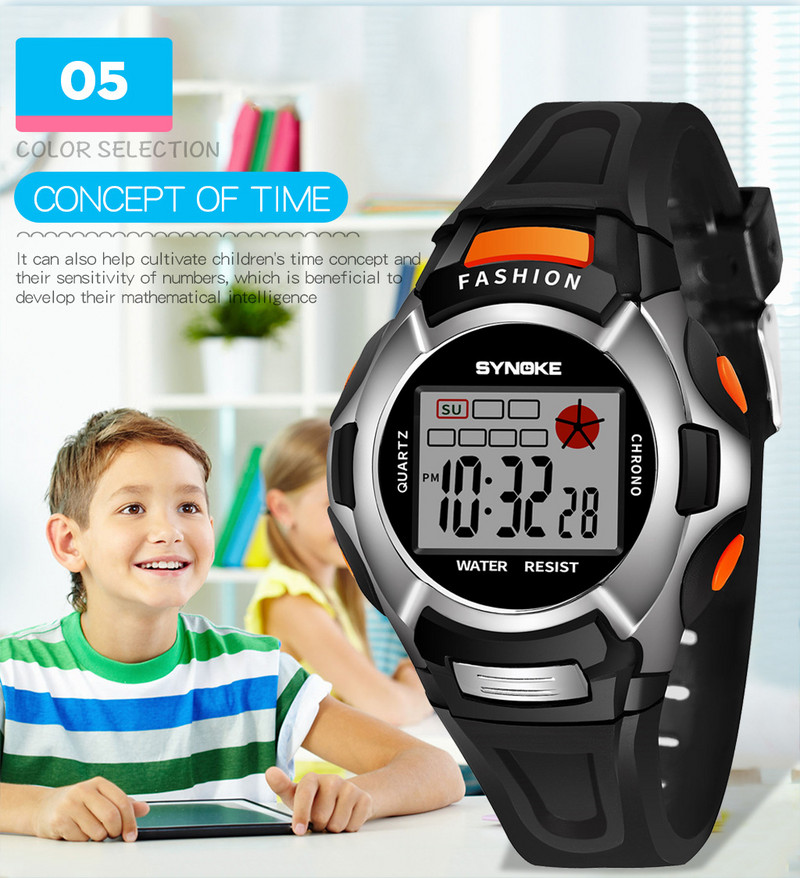 Studentų mados elektroninio laikrodžio signalizacija Spalvingas šviečiantis daugiafunkcis sporto berniukų mergaičių pradinių klasių mokinių laikrodis Sto mieste